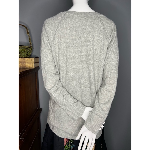 Wildfox : grey Haley brushed long sleeve V neck thermal - Picture 6 of 13